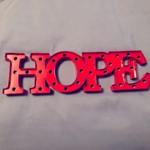 Red Metal HOPE decor